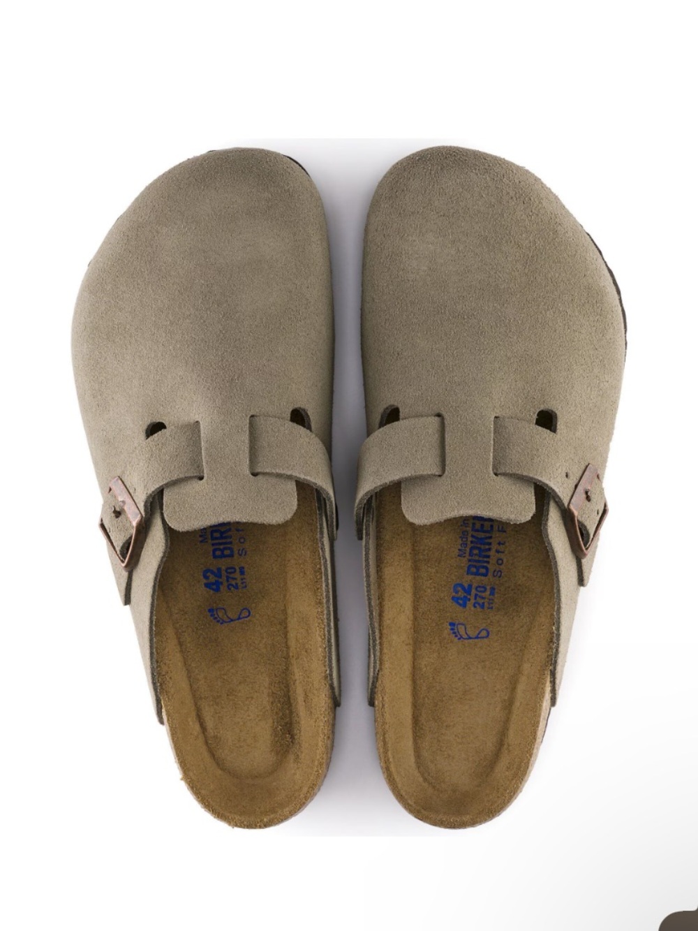 Birkenstock Boston Soft Footbed Suede Leather Clog in Taupe